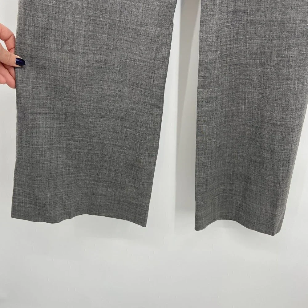 TORY BURCH Gray Wide Leg Button Detail High Rise Trouser Dress Pants